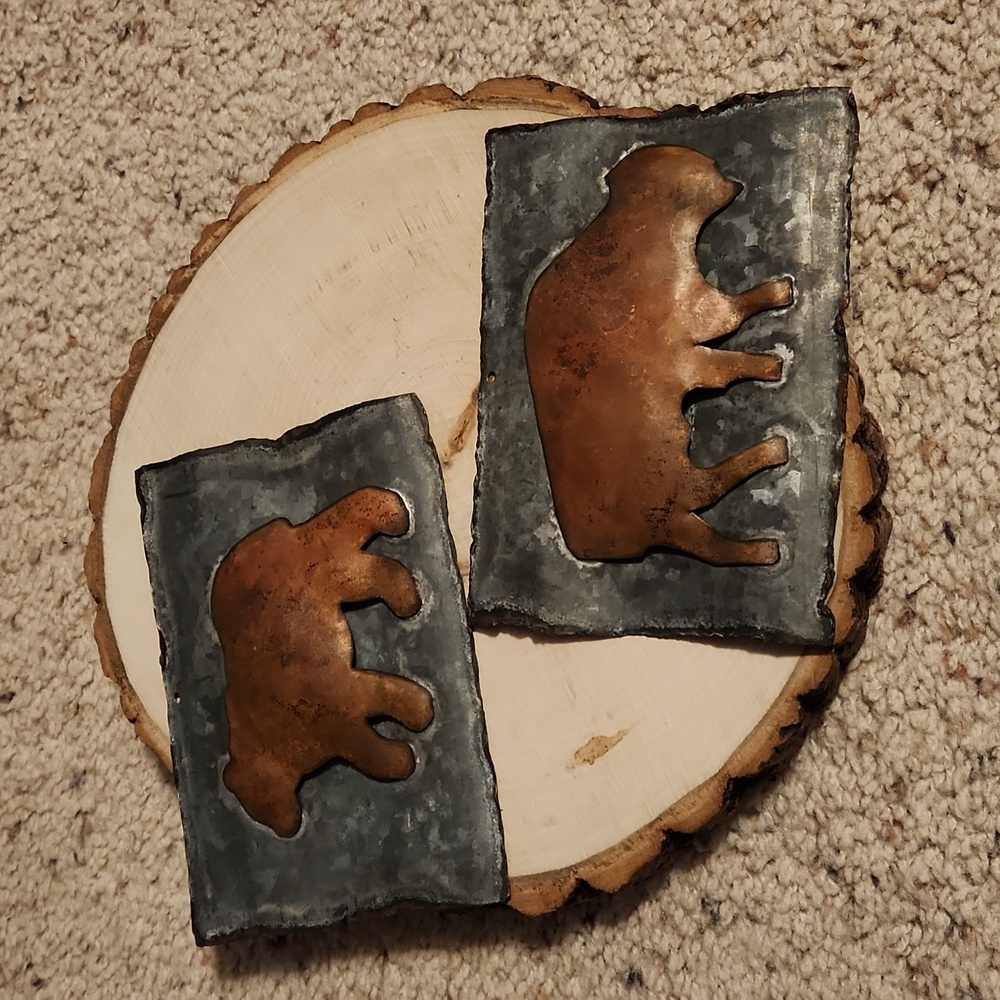 D/C Ranch Metal Postcards Set 2 Bear & Buffalo